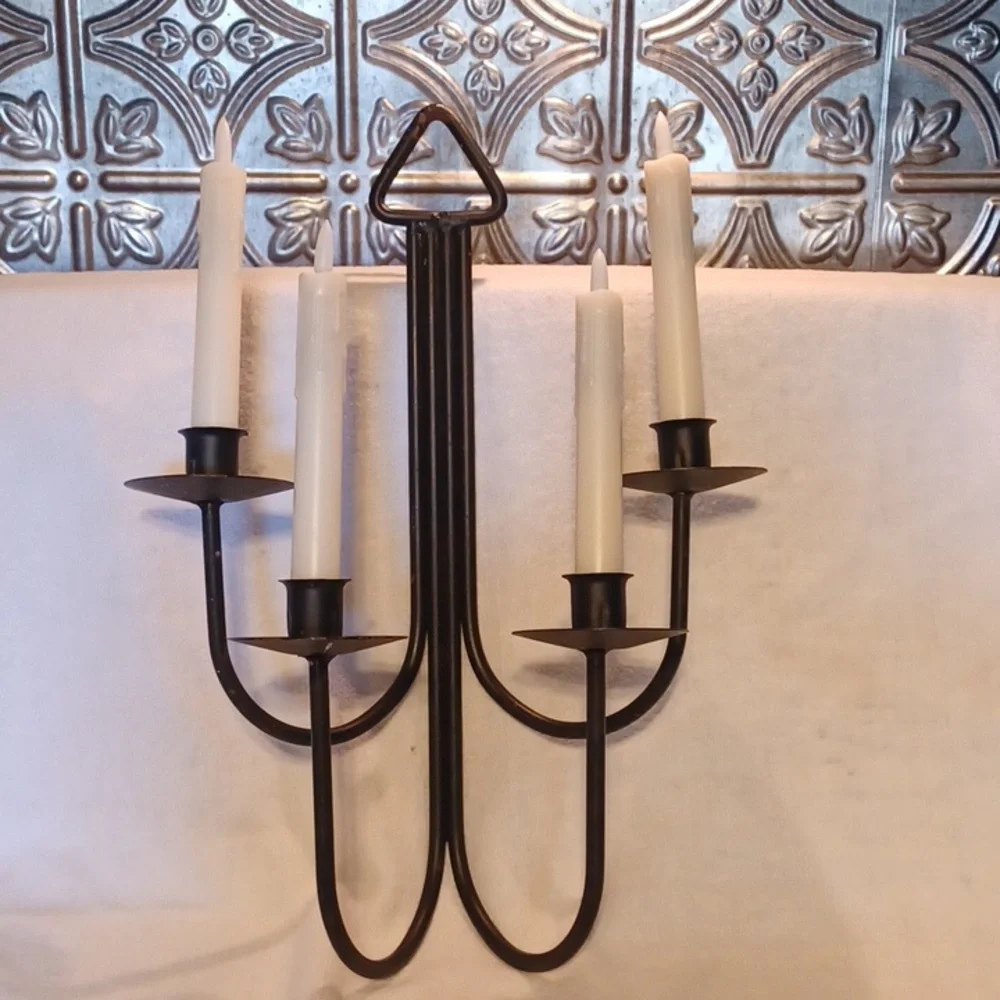 Elegant Black Wall Candelabra With Remote Control Candles